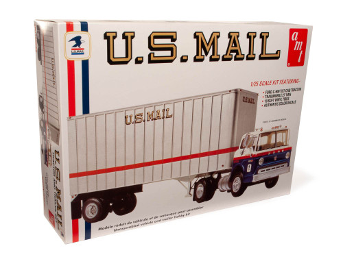 AMT Ford C600 US Mail Truck w/USPS Trailer 1:25 Scale Model Kit