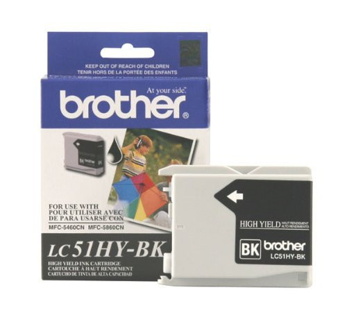Brother DCP 130, 330C, 350C, FAX 1360, 1860, 1960C, 2480C, 2580C, MFC 230C, 240C, 440CN, 465CN, 665CW, 685CW, 845CW, 885CW, 3360C, 5460CN, 5860CN Black Ink Cartridge (500 Yield), Part Number LC51BK Brother DCP 130, 330C, 350C, FAX 1360, 1860, 1960C, 2480C, 2580C, MFC 230C, 240C, 440CN, 465CN, 665CW, 685CW, 845CW, 885CW, 3360C, 5460CN, 5860CN Black Ink Cartridge (500 Yield), Part Number LC51BK