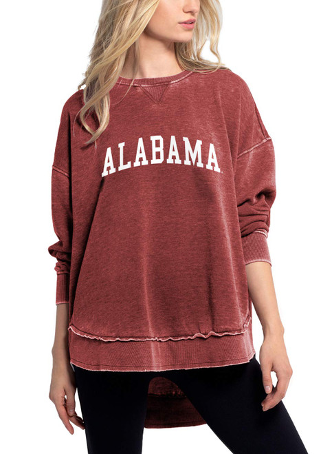 chicka-d NCAA Alabama Crimson Tide Womens Burnout Fleece Sweatshirt, Cardinal, Large