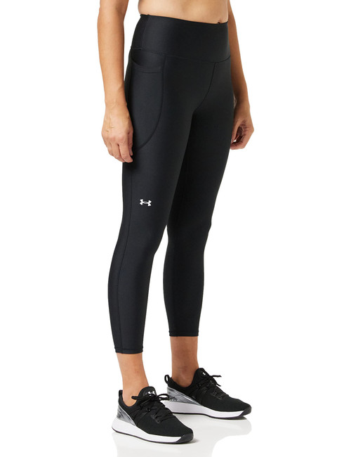 Under Armour womens Heatgear Armour High No-slip Waistband Ankle Leggings , Black (001)/White , Large Short