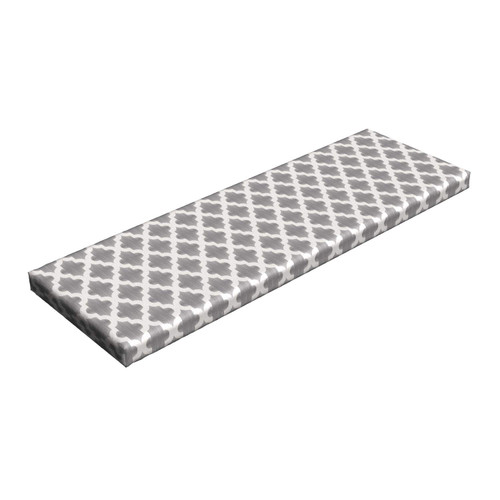 Lunarable Grey and White Bench Pad, Traditional Moroccan Trellis Pattern with a Modern Look Ornate Tilework, Standard Size HR Foam Cushion with Decorative Fabric Cover, 45" x 15" x 2", Grey White