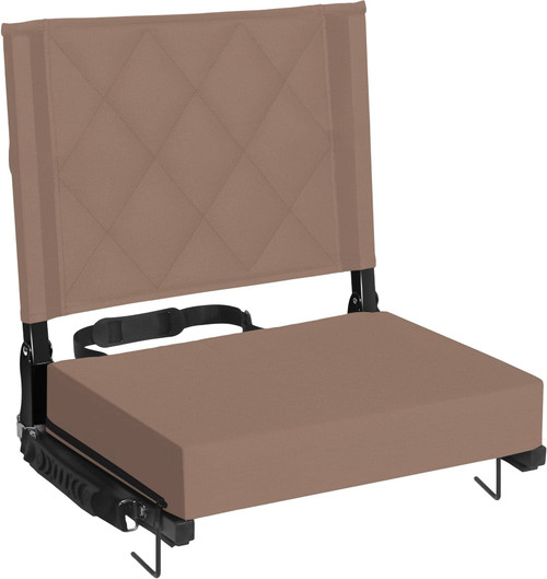 Sheenive Stadium Seats for Bleachers with Back Support, Bleacher Seats with Backs and Cushion Wide, Padded Portable Folding Comfort Stadium Chair with Shoulder Strap, Perfect for Sports Events,Khaki