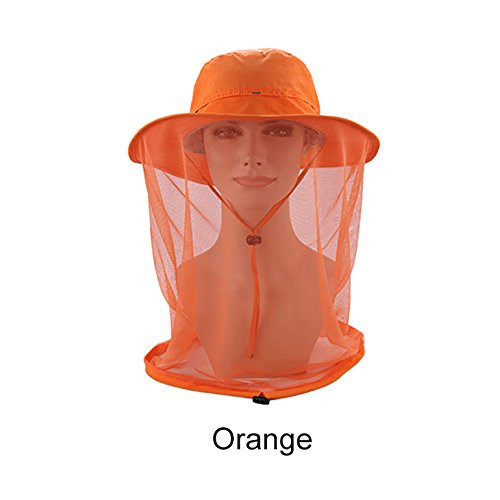 Agfabric Outdoor Anti-Mosquito Head Net Hat, Insect Repellent Netting, Sun Hat Mesh Face Protection from Insects, Bugs, 7.87x7.87in,Orange