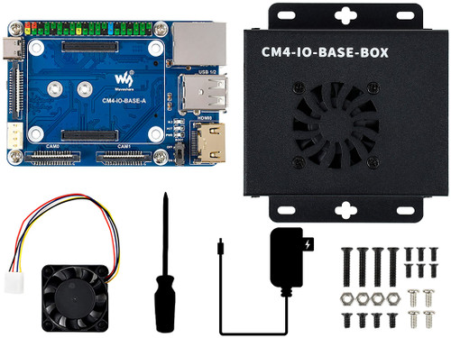 Bicool Mini-Computer for Raspberry Pi Compute Module 4 (NOT Included), Mini IO Board Lite Version (A), with CM4-IO-BASE-A and Metal Case with Cooling Fan,Onboard CSI/DSI/HDMI/USB/RJ45 etc.Connectors