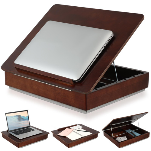 Kigley Wood Easel Lap Desk with Storage Bed Desk Adjustable Folding Lap Table Compartment for Laptop and Writing Adjustable Art Drawing Lap Desk for Adults Kids Fits up to 15.6 Inch Laptops