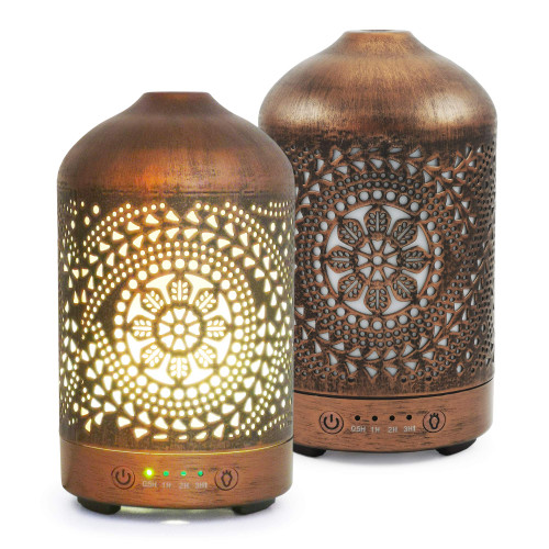 Earnest Living Essential Oil Diffuser Metal Diffuser (Set of 2) 100 ml Timers Night Lights and Auto Off Function Home Office Aromatherapy Diffusers for Essential Oils Gift