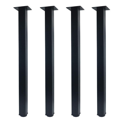 QLLY 28 inch Adjustable Metal Furniture Legs, Square Office Table Furniture Leg, Set of 4 (Black)