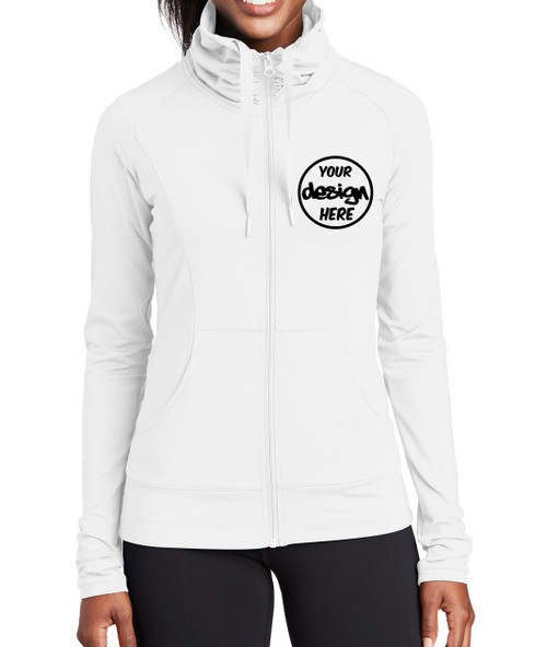 INK STITCH Women Lst852 Custom Personalized Embroidery Logo Texts Stretch Full Zip Jackets - White (2XL)