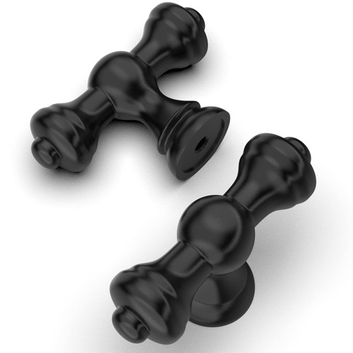 Amerdeco 20 Pack Matte Black Kitchen Cabinet Knobs 2.1 Inch(53mm) Single Hole Cabinet Handles Dresser Knobs Drawer Knobs and Pulls for Bathroom Cabinets