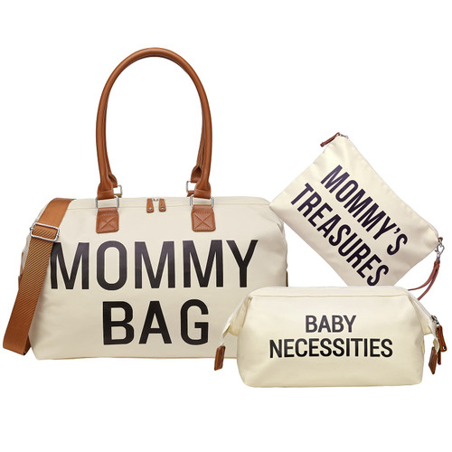 printe Diaper Bag Tote, Mommy Bag for Hospital, Large Capacity Waterproof Baby Bag for Mom Travel, Hospital Bag for Labor and Delivery with Baby Necessities Bag, Creamy White