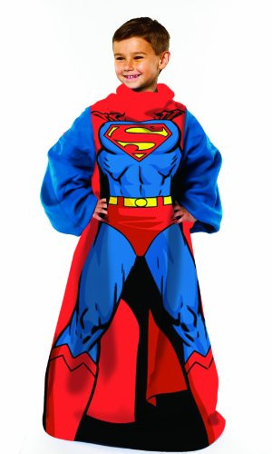 Warner Brothers DC comics Superman, Being Superman Youth Comfy Throw Blanket with Sleeves, 48" x 48"