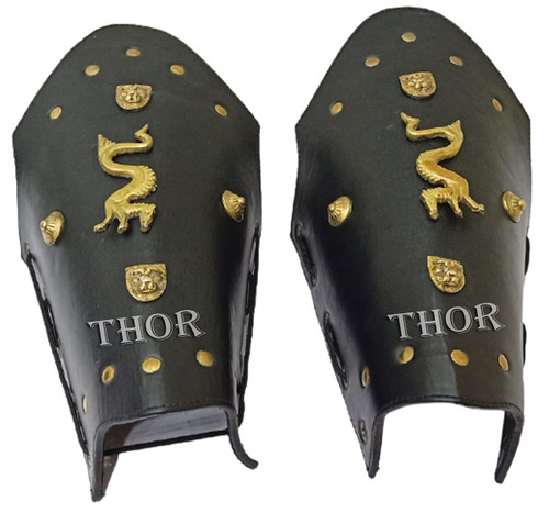 THOR INSTRUMENTS Medieval Roman Bracers Ancient Armor Leather Arm Guard Vambraces Pair Costume Rustic Vintage Home Decor Gifts