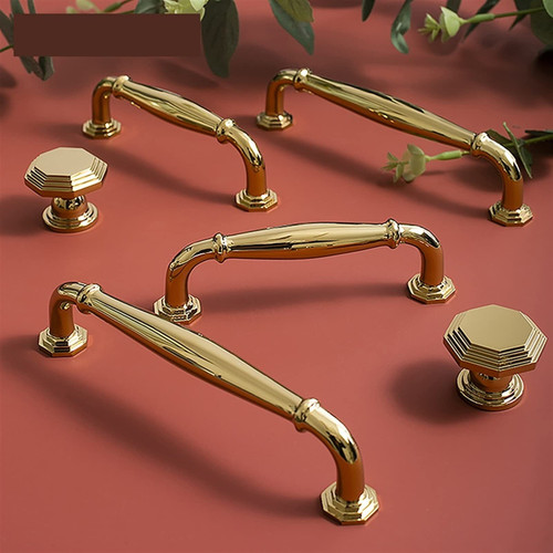 AOKLEY Brass Cabinet Door Knobs and Handles Furniture Cupboard Wardrobe Drawer Pull Chrome Handles for Furniture 1Pcs (Color : C-3742-128-Gold)