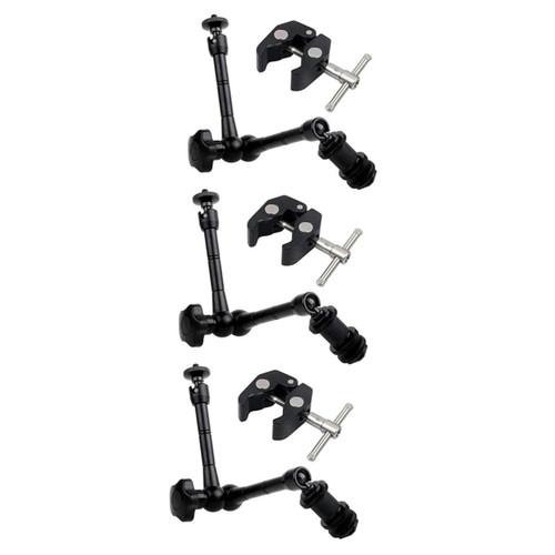 UKCOCO 6 pcs 11 Video Monitor Camera Monitor mounting Monitor arm jigs moniters Arm and Clamp for LED Light Arm and Clamp for Camera Adjustable Articulated arm Suite Fixture mounting Clip