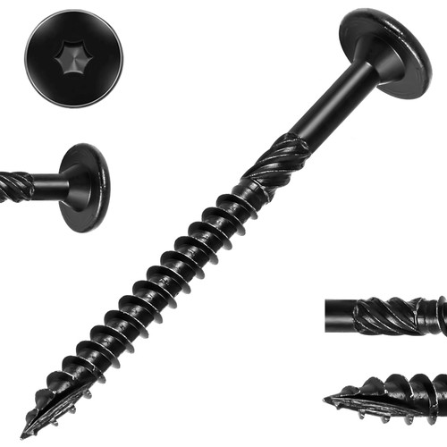 FMhotu 4-1/2 Inch Heavy-Duty Outdoor Deck Screws, 250Pcs Star Drive Decking Wood Screws, Rust Resistant Timber Screws for Timber/Log/Landscaping Wood (Black?