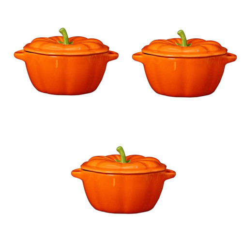 Didiseaon 3 pcs pumpkin bowl containers for food glass to go food containers with lids buffet serving utensils ceramic steam pot pasta bowl glass serving bowls with lids Tableware Soup Bowl