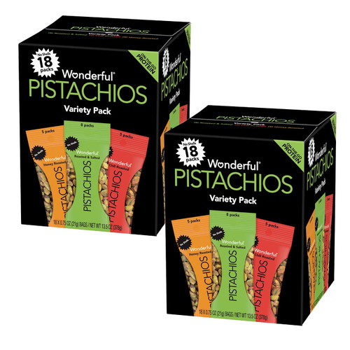 Gourmet Kitchn Wonderful Honey, Chili and Salt Roasted Pistachios | No Shells, Variety Pack (0.75 oz., 18 pk.) (2 Pack) Gourmet Kitchn Wonderful Honey, Chili and Salt Roasted Pistachios | No Shells, Variety Pack (0.75 oz., 18 pk.) (2 Pack)