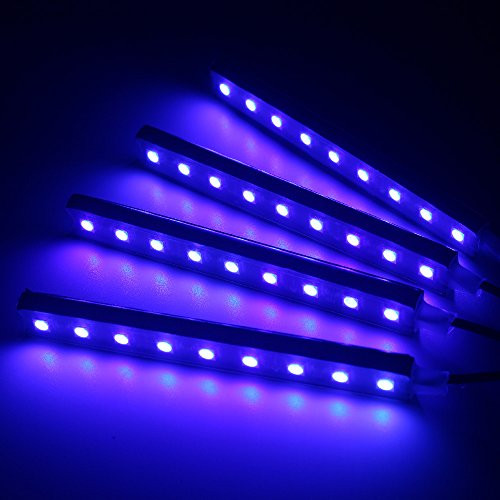 Car LED Strip Light, Blue Color CAR 4pcs 36 LED Car Interior Lights Under Dash Lighting Waterproof Kit,Atmosphere Neon Lights Strip for Car,DC 12V