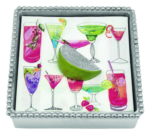 Mariposa Green Lime Beaded Napkin Box