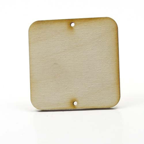 Mylittlewoodshop - Pkg of 50 - Square - 2 inches by 2 inches with Rounded Corners and 2 2mm Holes on Flat Unfinished Wood(LC-SQRH09-50)