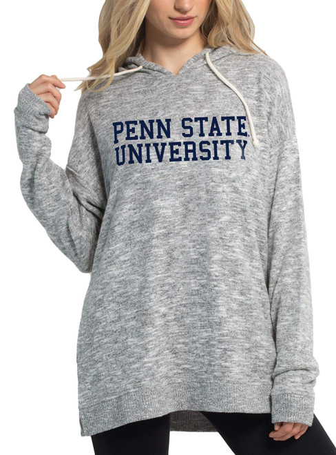 chicka-d NCAA Penn State Nittany Lions Womens Cozy Fleece Tunic Hoodie, Heather Grey, Large