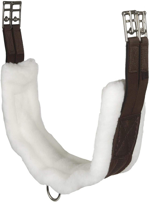 INTREPID INTERNATIONAL Fleece English Girth with Double Elastic, Brown/White Fleece, 56