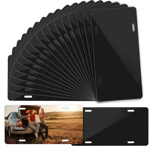 20 Pack Sublimation License Plate Blanks, Metal Aluminum Automotive Front License Plate Tag, Heat Thermal Transfer Sheet DIY Picture Sublimation Blank for Custom Design Work - Black