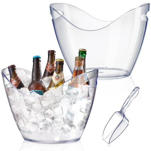 Plastic Clear Ice Bucket with Ice Scoops Clear Acrylic Ice Tub Plastic Wine Bucket Party Beverage Chiller Bin Parties Ice Bucket for Wine Champagne or Beer (3 Pieces, 8 Liters) Plastic Clear Ice Bucket with Ice Scoops Clear Acrylic Ice Tub Plastic Wine Bucket Party Beverage Chiller Bin Parties Ice Bucket for Wine Champagne or Beer (3 Pieces, 8 Liters)