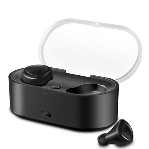 Bluetooth Earbuds,True Wireless Earbuds Bluetooth V5.0 Headphones HD Stereo Sound TWS in-Ear Headset with Charging Case, Built-in Microphone(Black)