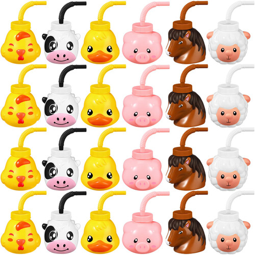 Roshtia Farm Animal Cups with Straws and Lids 11 oz Plastic Reusable Animal Themed Cups Cute Pig Sheep Chicken Bunny Horse Cow Straw Cups for Kids Birthday Farm Theme Party Favor Supplies (24 Set) Roshtia Farm Animal Cups with Straws and Lids 11 oz Plastic Reusable Animal Themed Cups Cute Pig Sheep Chicken Bunny Horse Cow Straw Cups for Kids Birthday Farm Theme Party Favor Supplies (24 Set)