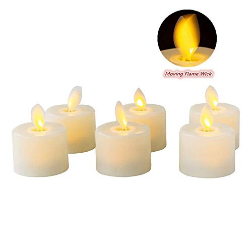 Flameless LED Tea Light Candles Realistic Dancing LED Flames Electric Fake Candles Flickering Battery Operated Candles LED Votive Candles Unscented Tealights, Decorative Candles Warm White, Pack of 6