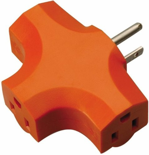 Coleman Cable 9906 3-Outlet Wall Plug Adapter, Orange