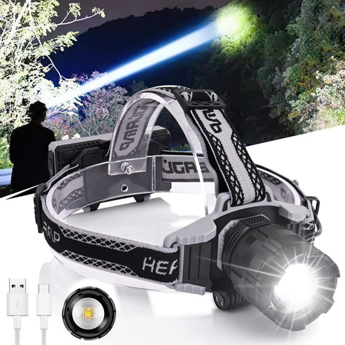 Rechargeable Headlamp, 120000 High Lumen Super Bright Headlamp for Adults, 4 Modes, Zoomable, Digital Power Display, IPX6 Waterproof Headlamp with Red Light for Hunting Camping Hunting Adventures Rechargeable Headlamp, 120000 High Lumen Super Bright Headlamp for Adults, 4 Modes, Zoomable, Digital Power Display, IPX6 Waterproof Headlamp with Red Light for Hunting Camping Hunting Adventures