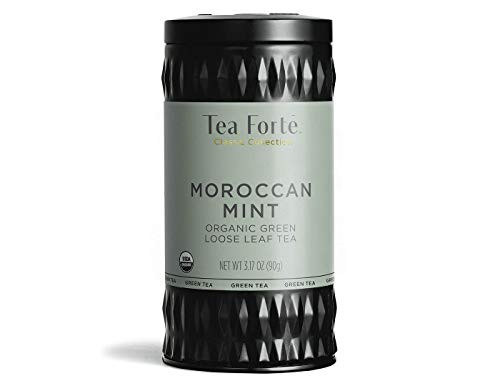 Tea Forte Organic Green Tea MOROCCAN MINT, 3.17 Ounce Loose Leaf Tea Canister