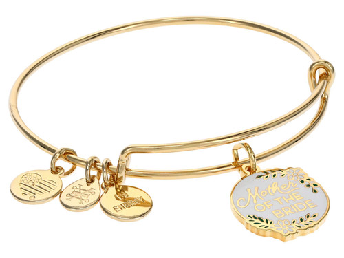 Alex and Ani Bridal Expandable Bangle for Women, Mother of the Bride Charm, Shiny Gold Finish, 2 to 3.5 in