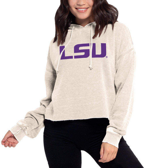 chicka-d NCAA LSU Tigers Womens Campus Hoodie, Oatmeal, Small