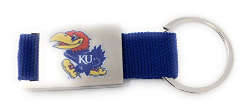 University of Kansas Collegiate Key Chain With Blue Fabric and KU Logo For Jayhawk Fans