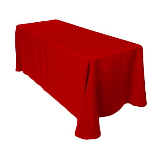 Surmente Tablecloth 90 x 132-Inch Rectangular Polyester Table Cloth for Weddings, Banquets, or Restaurants (Red) 