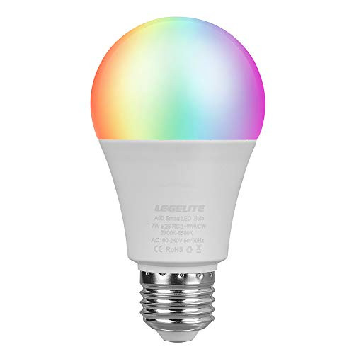 LEGELITE LED Smart Light Bulb, E26 7W WiFi Smart Bulbs 2700K to 6500K Dimmable and RGBCW Color Changing, No Hub Required, Works with Amazon Echo Alexa Google Home, 60W Equivalent (1 Pack)