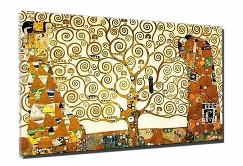 Gustav Klimt-The Tree of Life, Stoclet Frieze 1909 Canvas Wall Art Poster Home Decor Ready to Hang(30x54cm 12"x21",Framed)