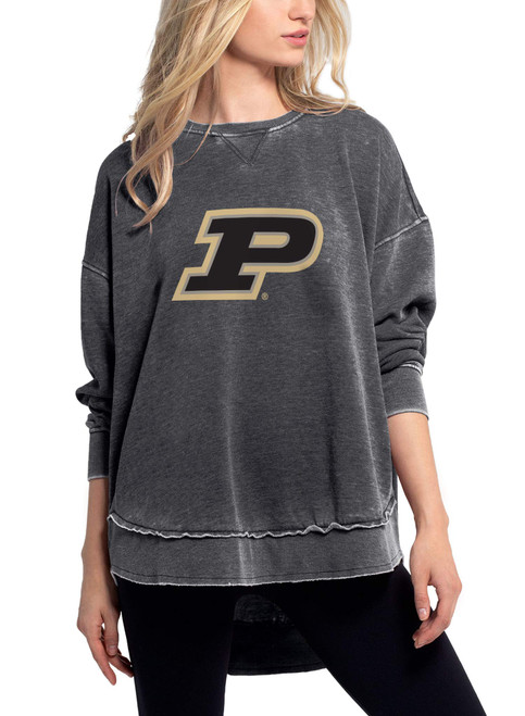 chicka-d NCAA Purdue Boilermakers Womens Burnout Campus Pullover, Charcoal, Large (480_TC_PL)