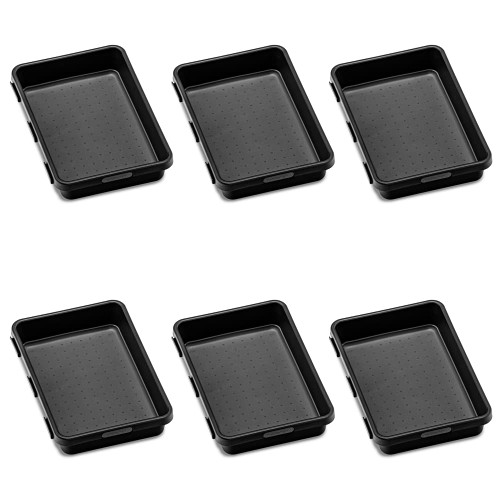 madesmart Antimicrobial 9 x 6 Interlocking Pop In, Customizable Multi-Purpose Drawer Organizer, All-In-One Home Organization, EPA Certified, Carbon, Pack of 6