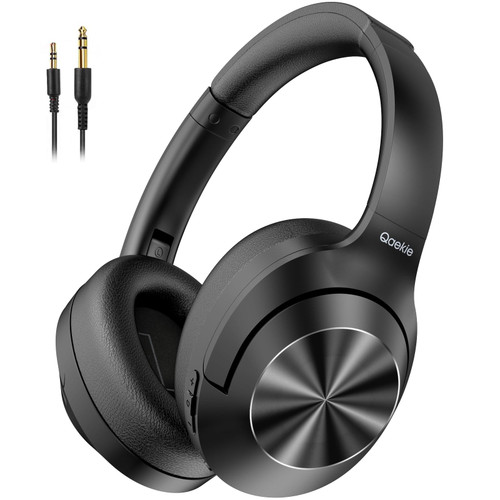 Qaekie Active Noise Cancelling Headphones - 100H Playtime Wireless Over Ear Bluetooth Headphones Deep Bass, Noise Canceling Wireless Headphones with Mic, HiFi Audio for Adults Travel/Home/Office