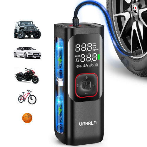 UABRLA Tire Inflator Portable Air Compressor, 2X Faster & Powerful 160PSI, Cordless Tire Inflator with Accurate LCD Pressure Gauge, Electric Air Pump for Car Tires, Motorcycle, Bike, Ball UABRLA Tire Inflator Portable Air Compressor, 2X Faster & Powerful 160PSI, Cordless Tire Inflator with Accurate LCD Pressure Gauge, Electric Air Pump for Car Tires, Motorcycle, Bike, Ball