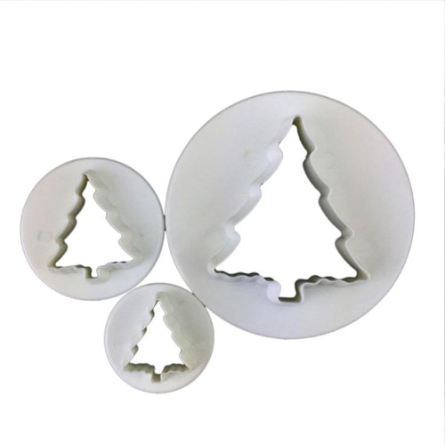 3 PCS Christmas Tree Cookie Cutters Biscuit Mold Frosting Cookie Cutter Plastic Push-type Household Cookie Baking Moulds Plastic Cookie Molds For Baking
