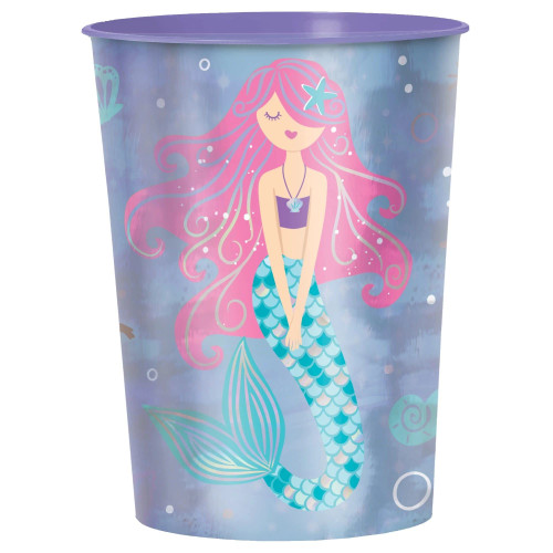 amscan Multicolor Shimmering Mermaids Plastic Favor Cup - 16 oz. - Perfect for Birthdays, Fun Kids Parties & Everyday Use (1 Pc.)