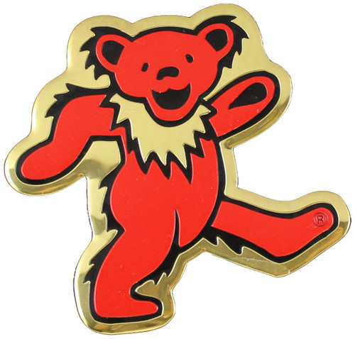 Visionary Grateful Dead Bear Metal Sticker, Gold, 8cm