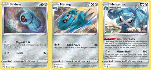 Metagross 119/195- Silver Tempest - Pokemon Evolution Card Set - Rare 3 Card Lot