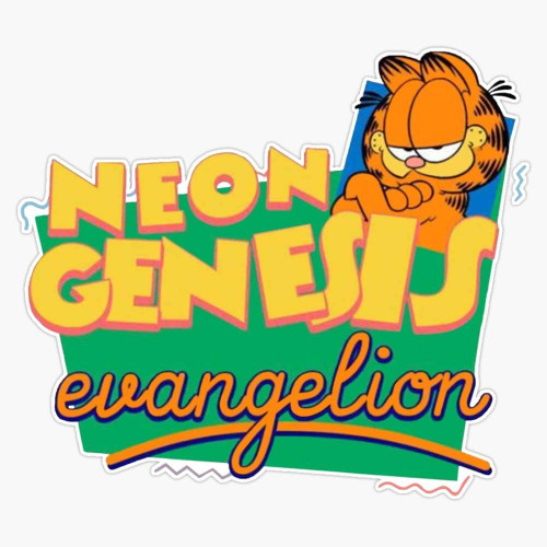 StickerSmith Garfield Neon Genesis Evangelion Decal Bumper Sticker Meme 5" Size Full Color