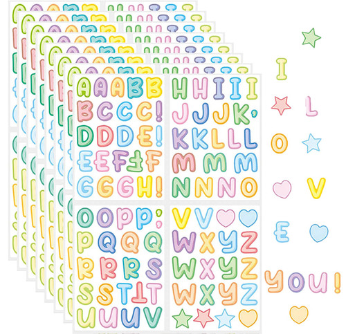 8 Sheets Letter Stickers, 960 Alphabet Stickers Vinyl Self-Adhesive Sticker Letters, Color Letters Stickers Waterproof, ABC Vinyl Self-Adhesive Sticker,Mailbox Numbers Labels DIY Crafts Art Making